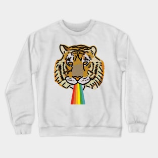 Animals with Rainbow Puke Tiger Portrait Crewneck Sweatshirt